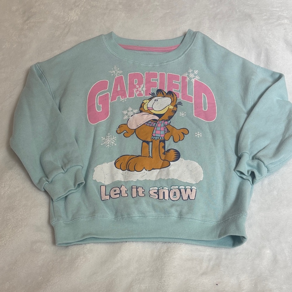 Garfield Light Blue Kids Sweatshirt - Let It Snow Graphic